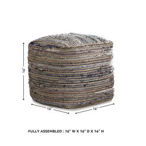 Cotton & Hemp Square Pouf Ottoman