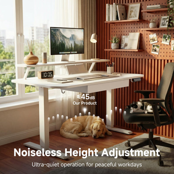 Electric Standing Desk with Drawers and Monitor Stand