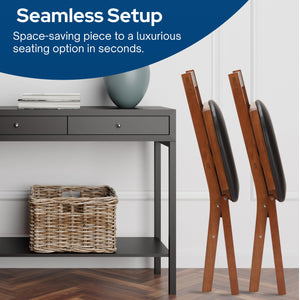 Upholstered Wood Folding Chairs Set of 2