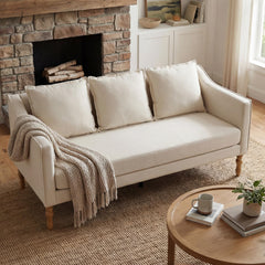 Farmhouse Loveseat Sofa with Wood Legs – 63" 3-Seater Couch