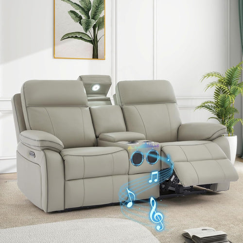 Power Reclining Sofa with Fold-Down Table & Charging Station