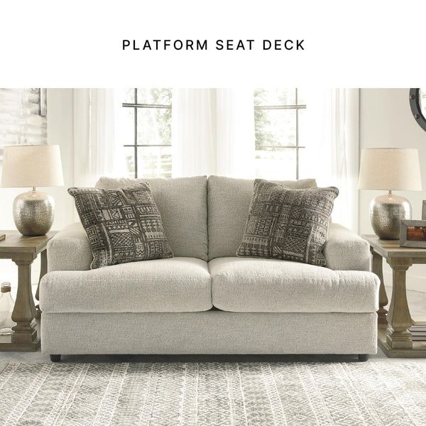 Contemporary Chenille Loveseat with Accent Pillows