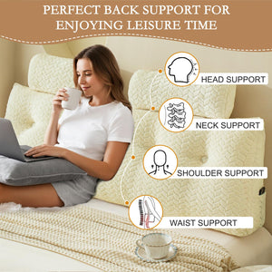 Wedge Backrest Pillow with Neck Roll Pillows – King, Full & Twin