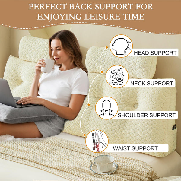Wedge Backrest Pillow with Neck Roll Pillows – King, Full & Twin