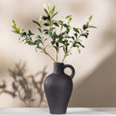 Faux Olive Branch Vase with Textured Ceramic Base