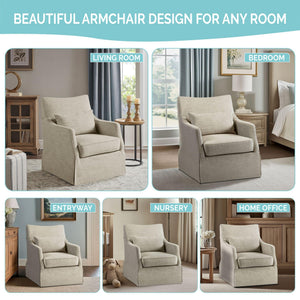 Skirted Swivel Accent Chair with Lumbar Pillow