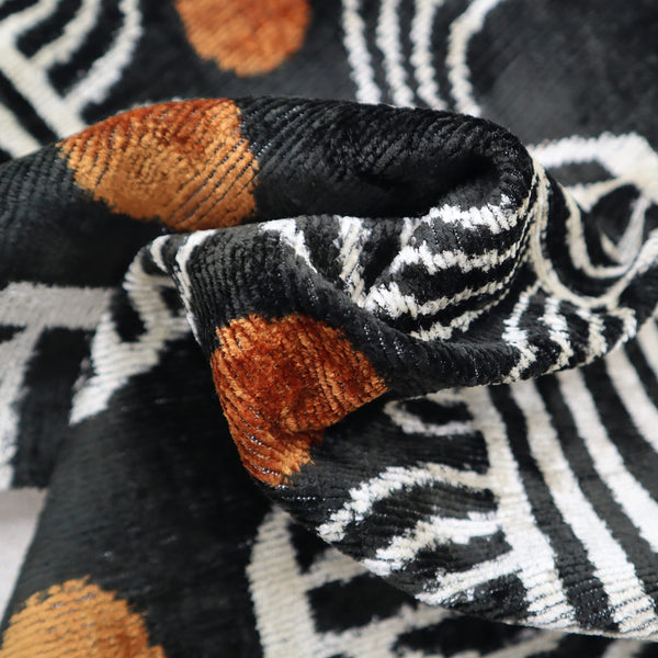 Handmade Velvet Throw Pillow – Geometric Striped, Down Feather Fill
