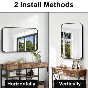 Rectangular Aluminum Frame Bathroom Mirror 28x42 Inch