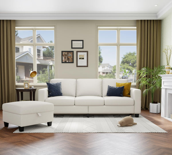 L-Shaped Sectional Sofa with Storage Ottoman
