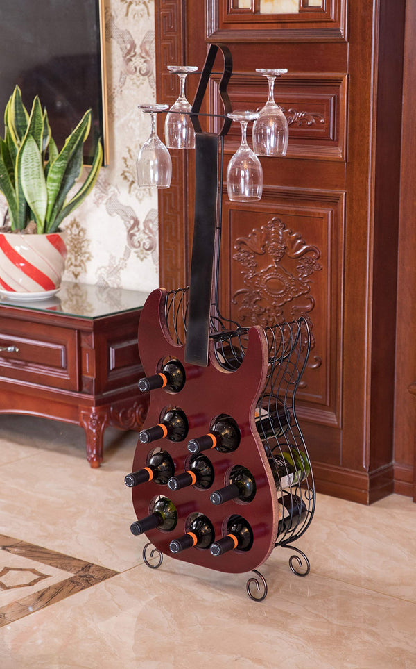 Guitar-Shaped Wine Bottle Holder & Rack