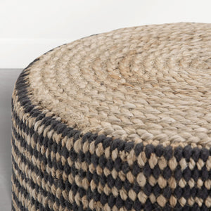 Round Braided Jute Pouf Ottoman