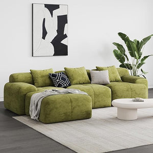 L-Shaped Modular Sectional Sofa with Ottoman