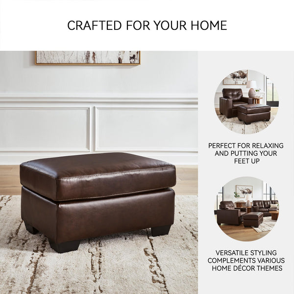 Dark Brown Leather Rectangular Ottoman