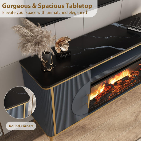 Fluted Electric Fireplace TV Stand for TVs up to 80"