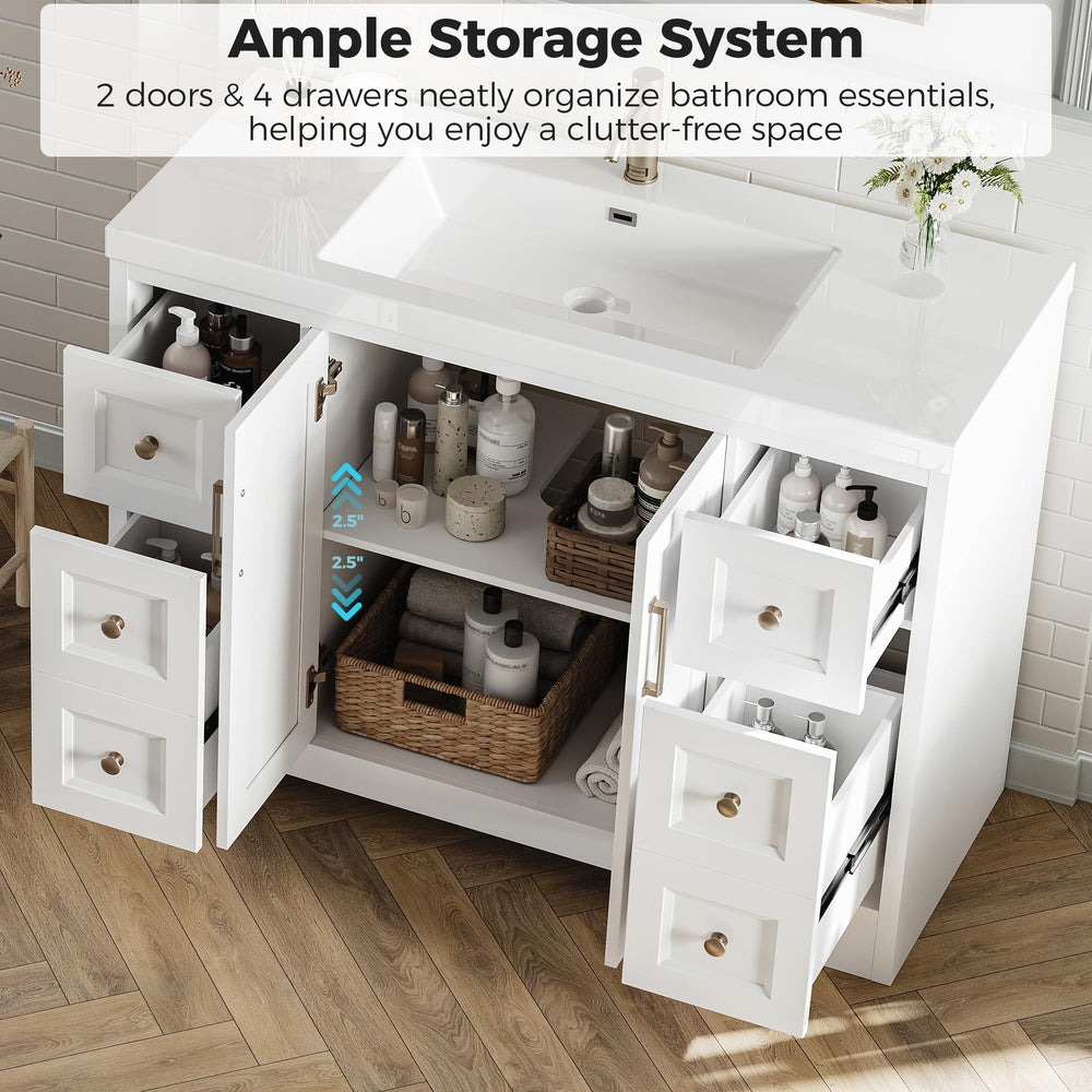47.2" Bathroom Vanity with Sink, Soft-Close Doors & Drawers – White
