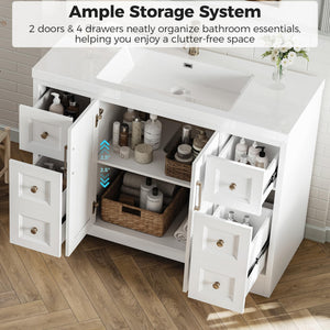 47.2" Bathroom Vanity with Sink, Soft-Close Doors & Drawers – White