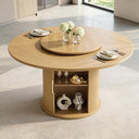 Kaelothaven 55.1 Inch Round Dining Table for 4-6, Modern Kitchen Table with Storage, Circle Dining Room Table with Wooden Pedestal Base for Living Room, Dining Room & Kitchen, Walnut