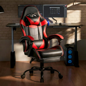 Ergonomic Gaming Chair with Footrest & Reclining Backrest