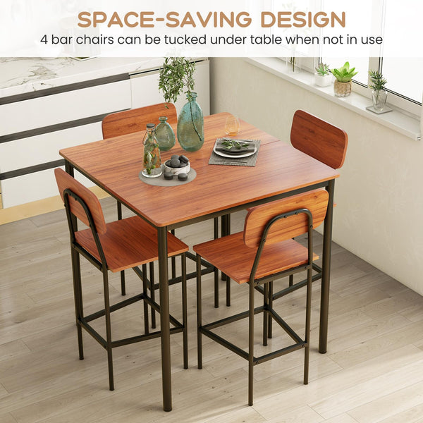 5-Piece Counter Height Dining Table Set with 4 Bar Stools