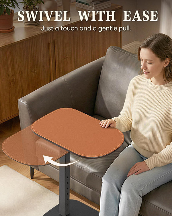 Swivel C-Shaped Side Table with Adjustable Height