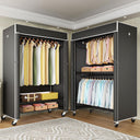 Rolling Clothes Rack with Dustproof Cover & Wire Shelves