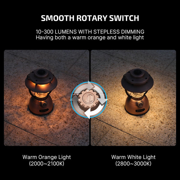 Rechargeable LED Camping Lantern – 300 Lumens, App Control, IP55, Vintage Bronze