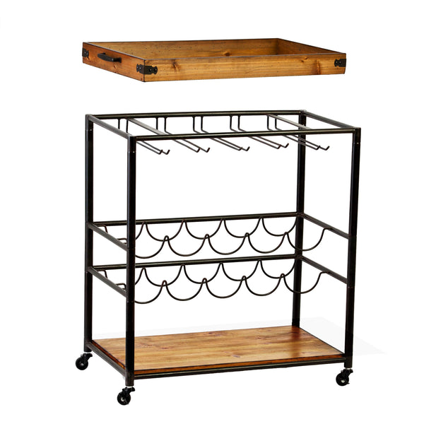 Transitional Bar Cart with Wine Rack