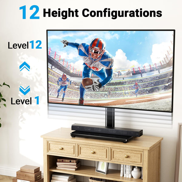 Universal Swivel TV Stand with Tempered Glass Base