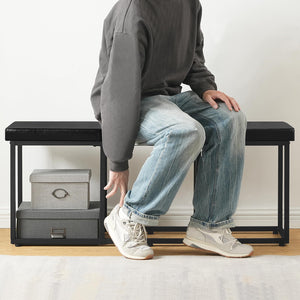 Upholstered Dining Bench with PU Leather Seat