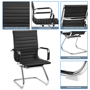 Mid-Back Faux Leather Reception Chair, Set of 2