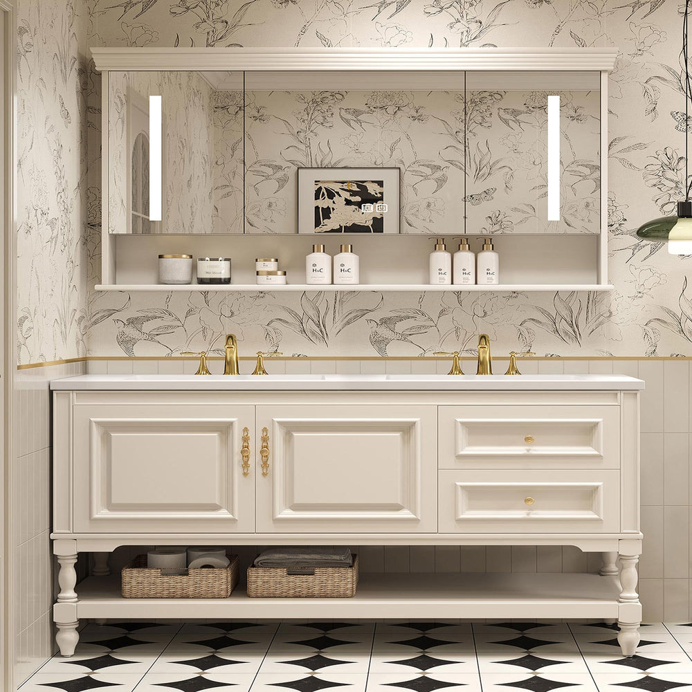 Bathroom Vanity with Sink, Smart Mirror & Open Shelves