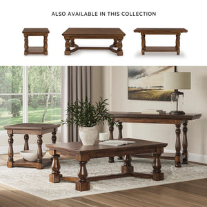 Dark Brown Flip Top Sofa Table with Shelf & Turned Legs