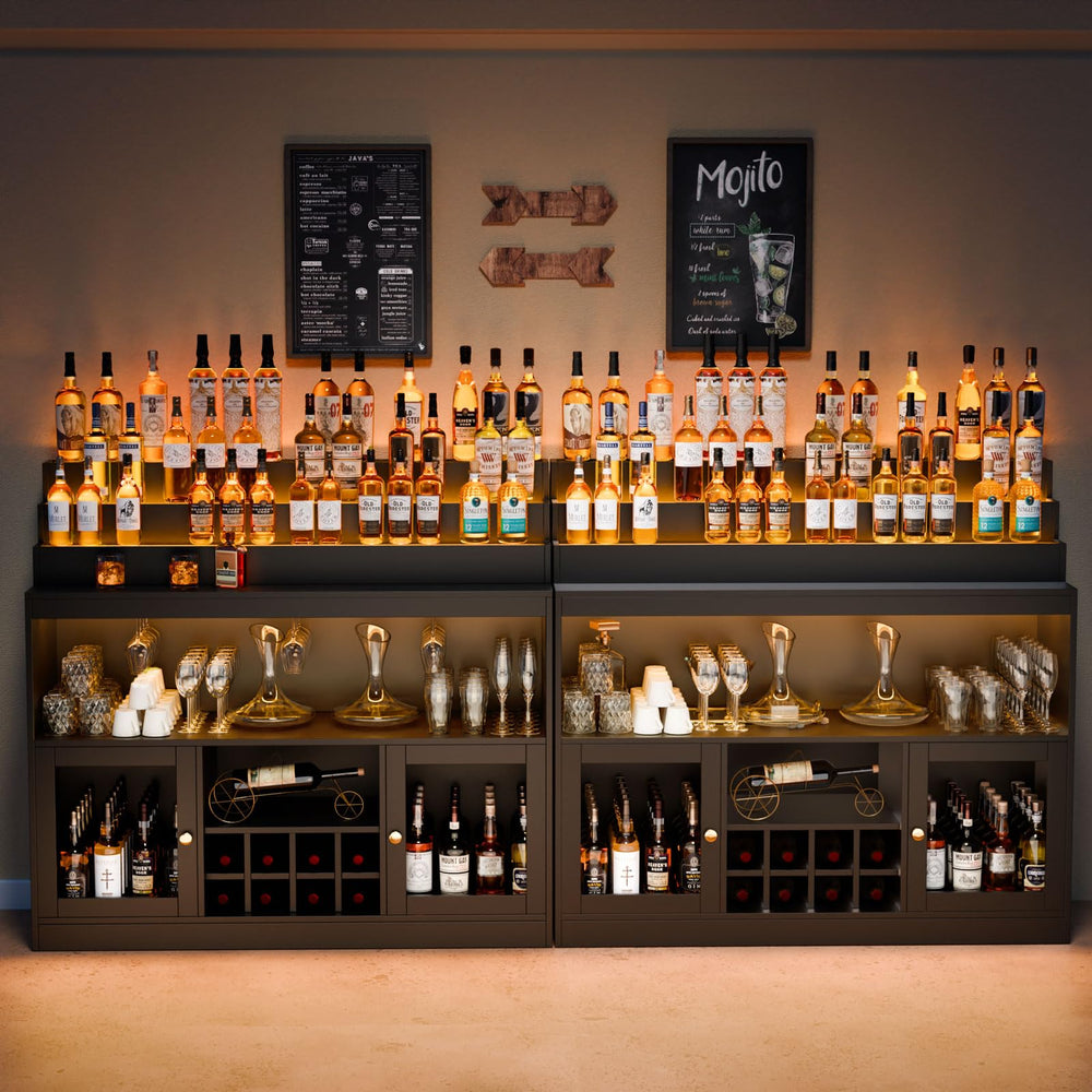 LED Wine Bar Cabinet with Liquor Display & Wine Rack
