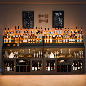 LED Wine Bar Cabinet with Liquor Display & Wine Rack