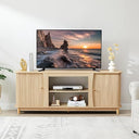 Fireplace TV Stand with Sliding Doors & Storage