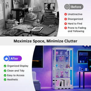 71-Inch 5-Tier Glass Display Cabinet with RGB LED Lighting