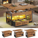 40" Lift Top Coffee Table with Storage & LED Light