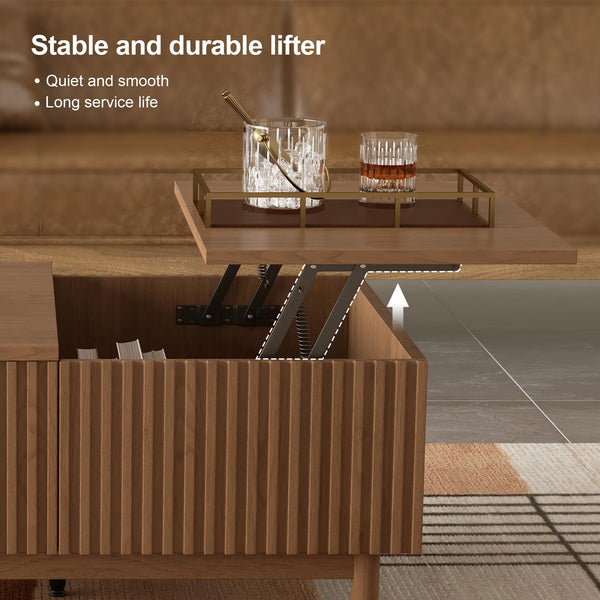 Lift Top Coffee Table with Hidden Storage & Drawers