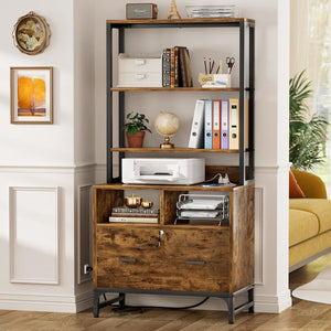 Vertical File Cabinet with Charging Station