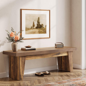 55" Farmhouse Entryway Bench – Dark Brown