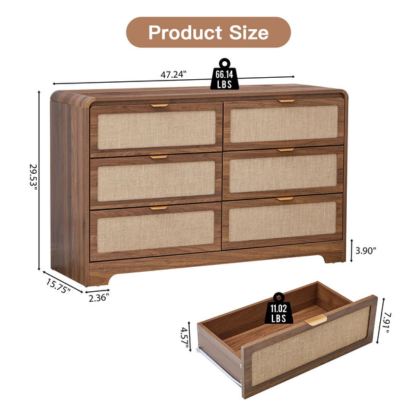 6-Drawer Dresser with Wide Storage Cabinet