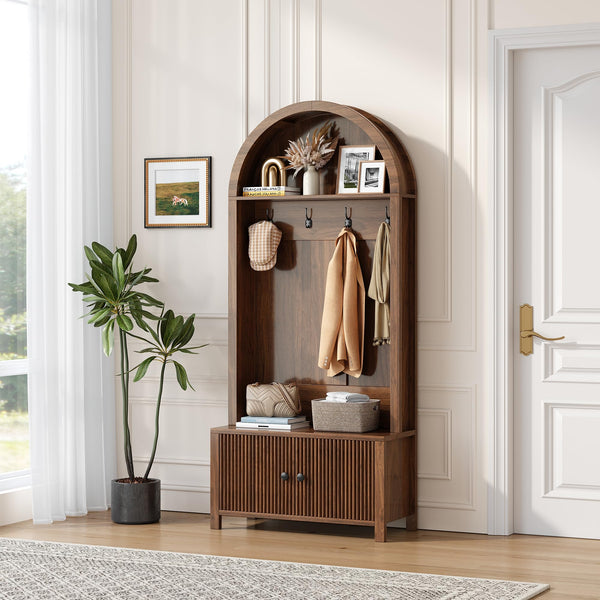 4-in-1 Hall Tree with Bench & Shoe Storage