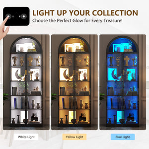 Arch Display Cabinet with LED Lights & Adjustable Shelves