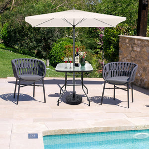 Glass Patio Table with Umbrella Hole – Tempered Glass Outdoor Dining Table