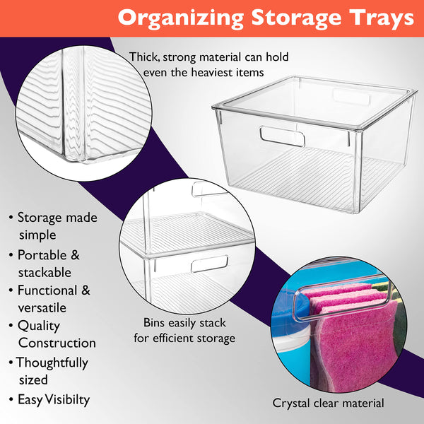 Clear Plastic Storage Bins with Lids – Kitchen, Pantry & Fridge Organizer