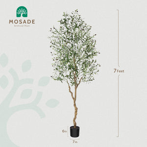 Artificial Olive Tree with Seagrass Basket – 7 Feet