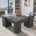 L-Shaped Desk with File Cabinet & Power Outlets – 60 Inch Corner Computer Desk