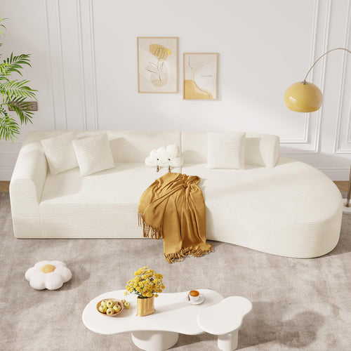 Oversized Modular Curved Sectional Sofa – Corduroy, No Assembly Required