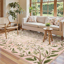 5x7 Washable Area Rug – Floral Botanical Soft Non-Slip