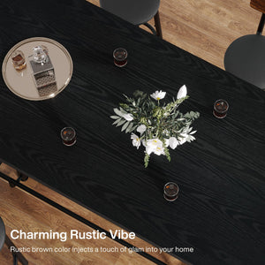 63-Inch Industrial Counter Height Bar Table with Metal Footrest